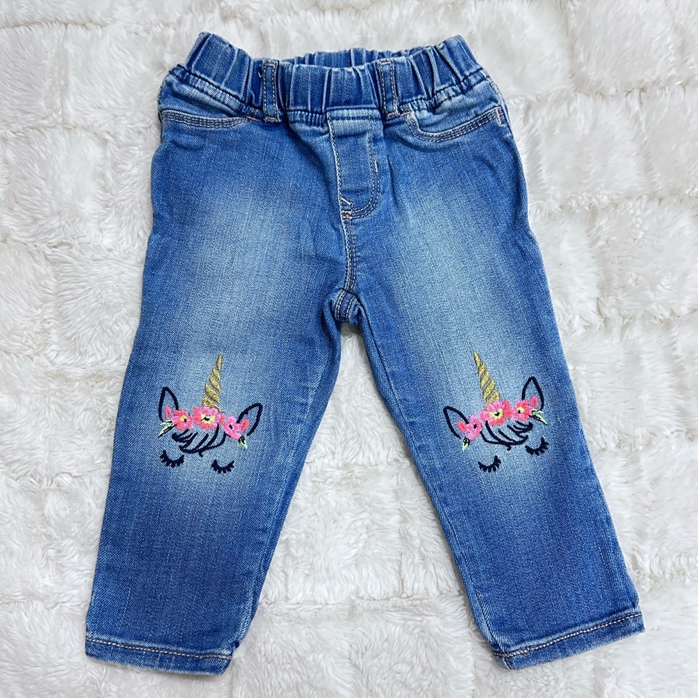 GAP Toddler Unicorn Embroidered Jeggings With Stretch Size‎ 18-24 Months